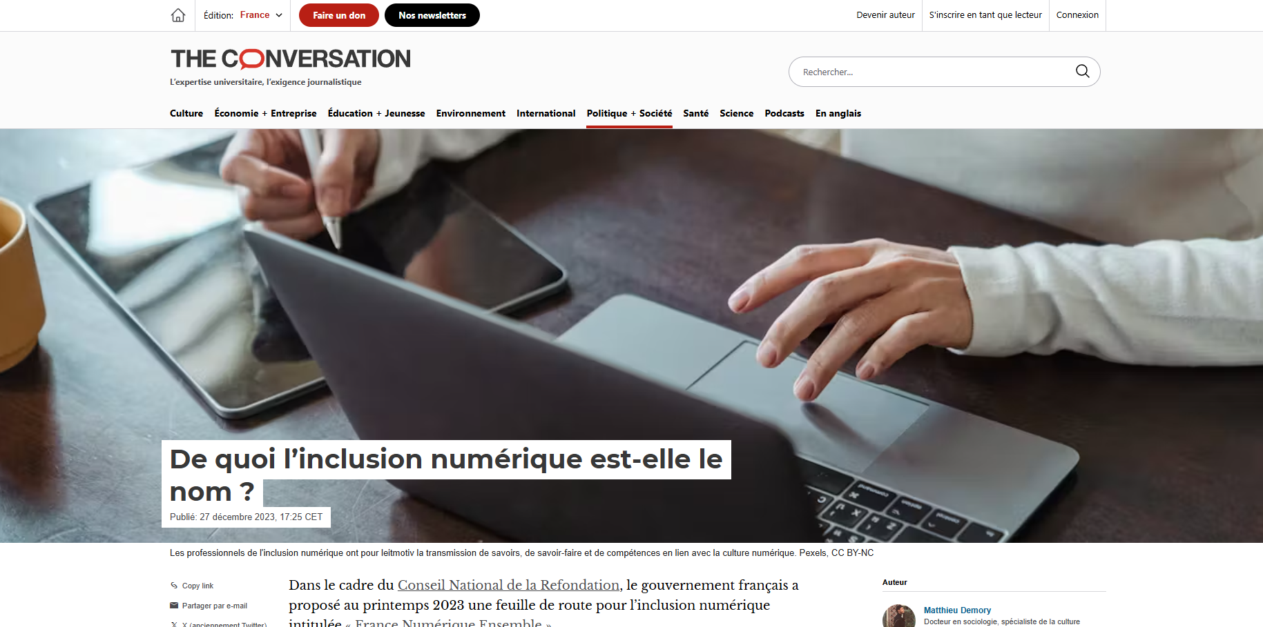 De quoi l'inclusion numérique est-elle le nom ?